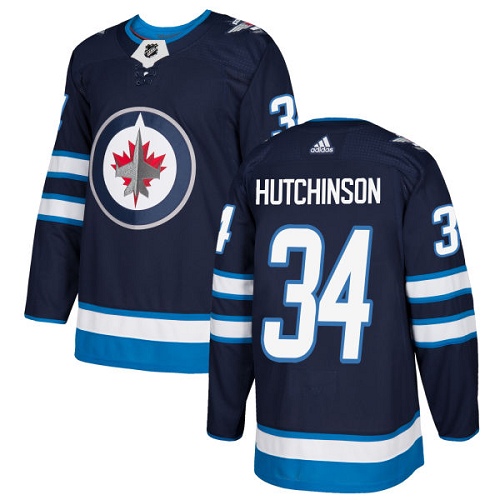 Adidas Winnipeg Jets #34 Michael Hutchinson Navy Blue Home Authentic Stitched Youth NHL Jersey->youth nhl jersey->Youth Jersey
